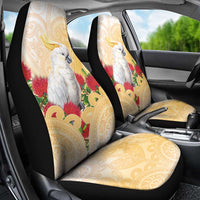New Zealand Aotearoa Cockatoo Car Seat Cover Maori Pattern With Pohutukawa Flowers