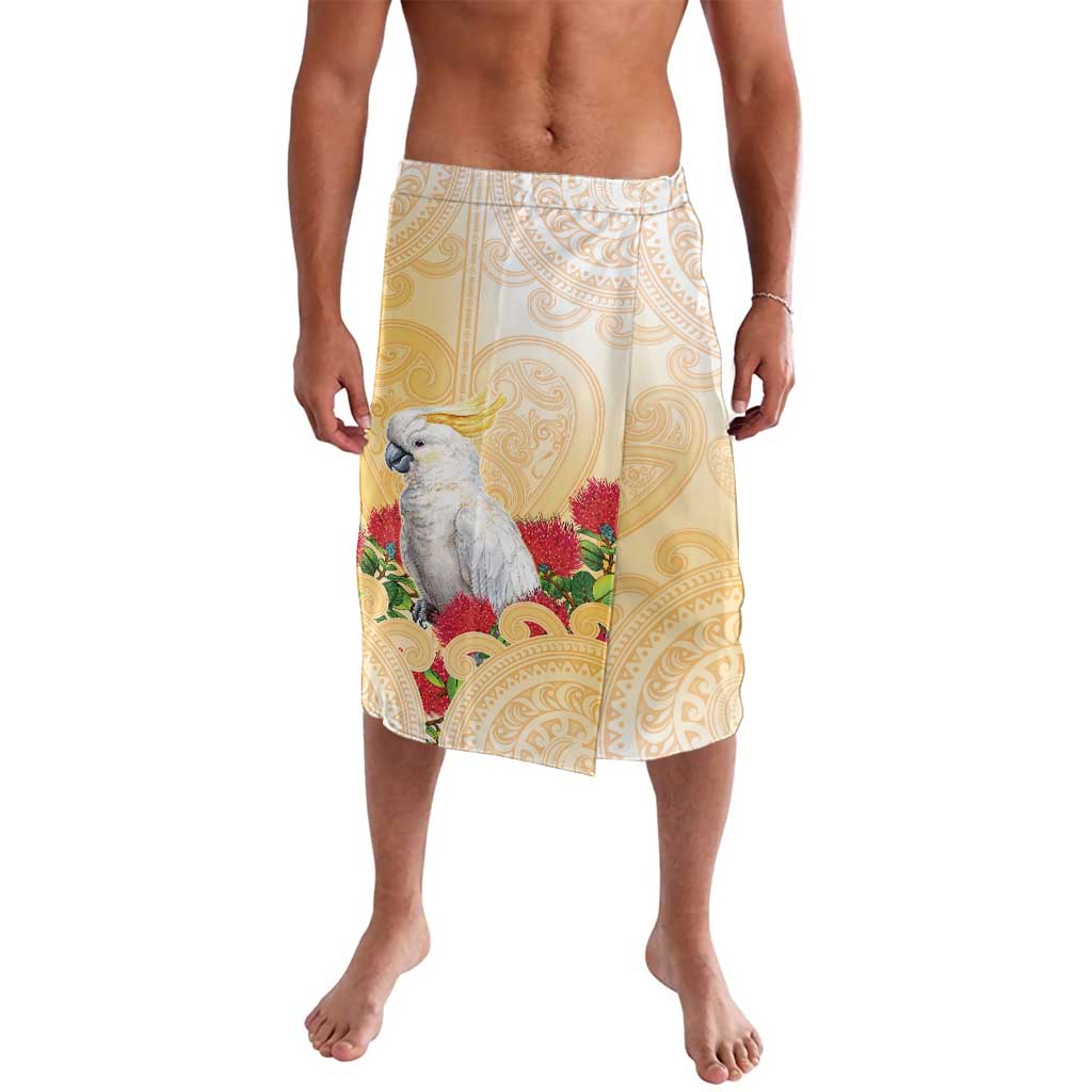 New Zealand Aotearoa Cockatoo Lavalava Maori Pattern With Pohutukawa Flowers