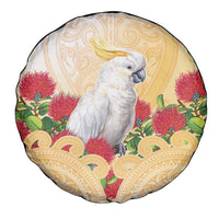 New Zealand Aotearoa Cockatoo Spare Tire Cover Maori Pattern With Pohutukawa Flowers