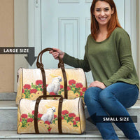 New Zealand Aotearoa Cockatoo Travel Bag Maori Pattern With Pohutukawa Flowers