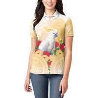New Zealand Aotearoa Cockatoo Women Polo Shirt Maori Pattern With Pohutukawa Flowers
