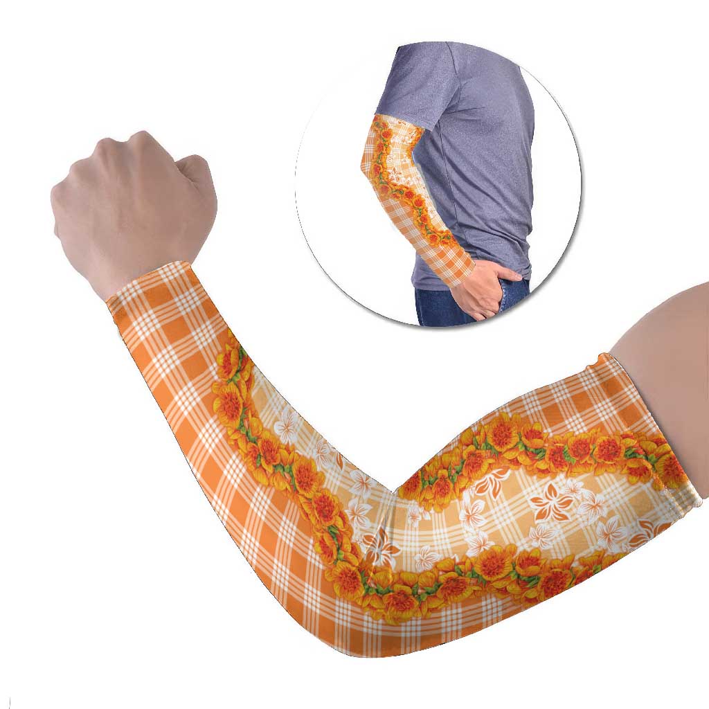 Orange Hawaii Palaka Arm Sleeves Hawaiian Ilima Lei