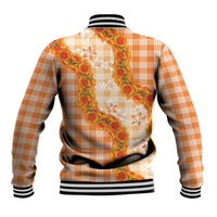 Orange Hawaii Palaka Baseball Jacket Hawaiian Ilima Lei LT05 - Polynesian Pride