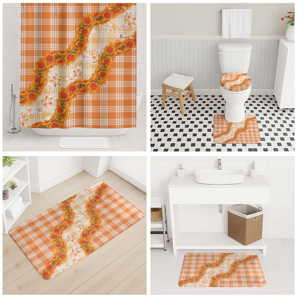 Orange Hawaii Palaka Bathroom Set Hawaiian Ilima Lei LT05 - Polynesian Pride
