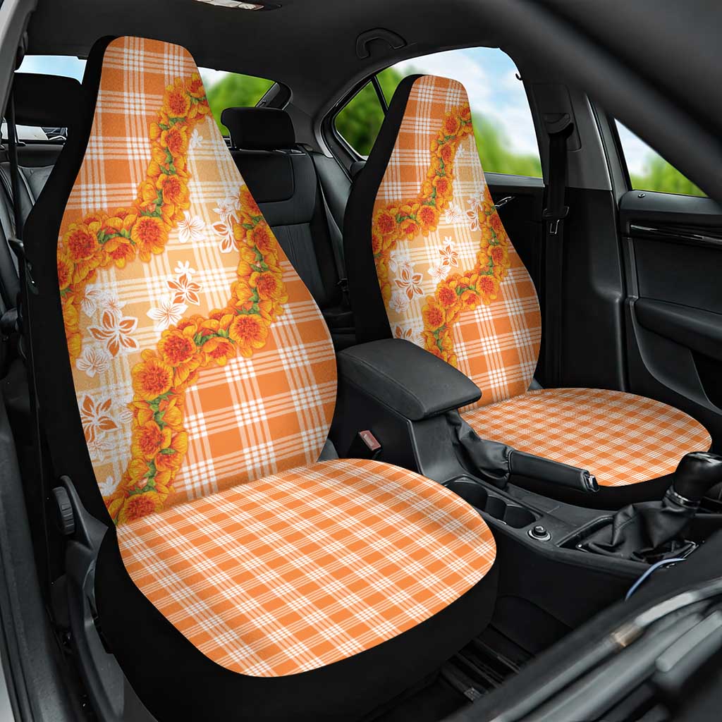Orange Hawaii Palaka Car Seat Cover Hawaiian Ilima Lei