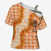Orange Hawaii Palaka Cross Shoulder Shirt Hawaiian Ilima Lei