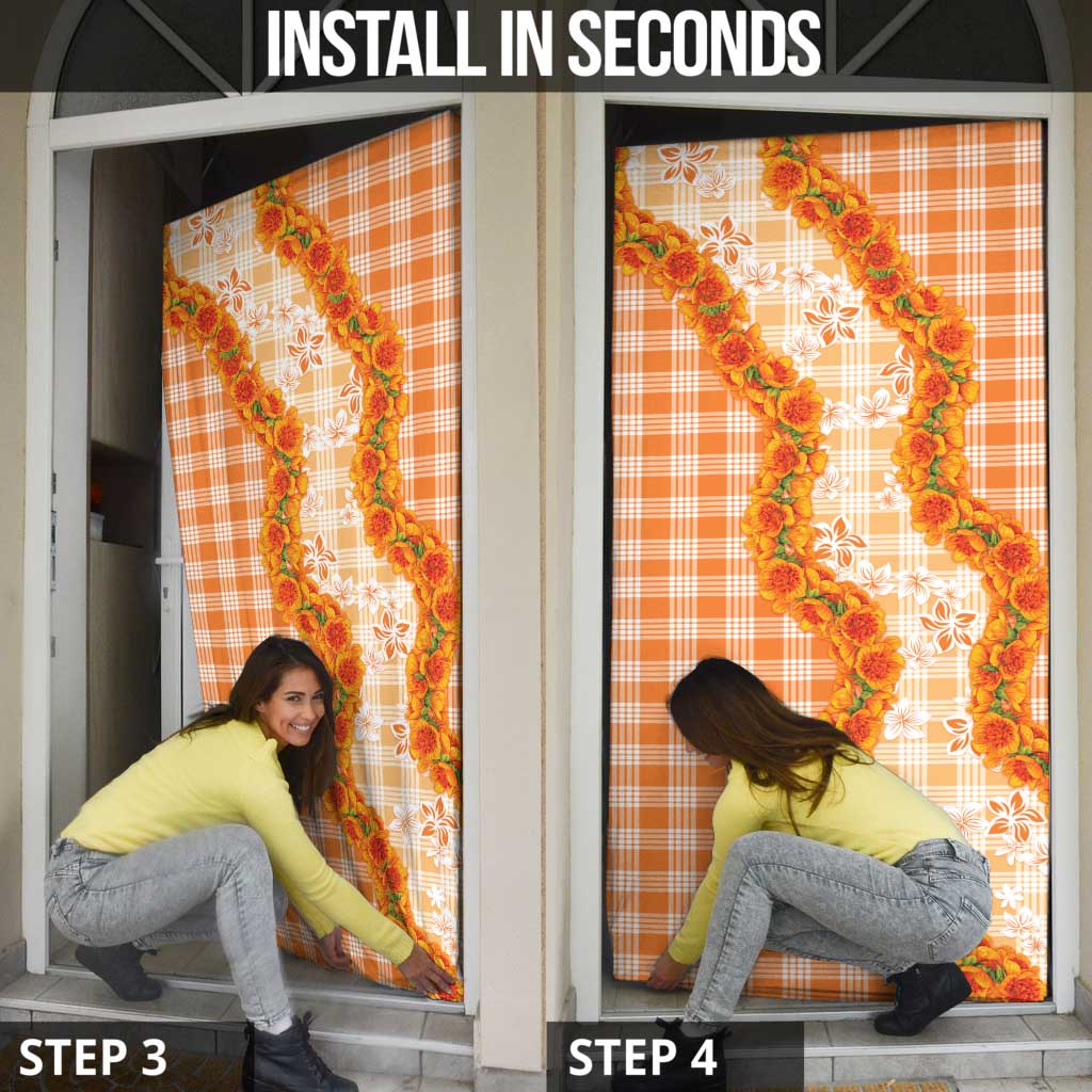 Orange Hawaii Palaka Door Cover Hawaiian Ilima Lei