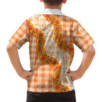 Orange Hawaii Palaka Family Matching Tank Maxi Dress and Hawaiian Shirt Hawaiian Ilima Lei