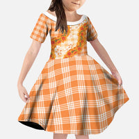 Orange Hawaii Palaka Family Matching Tank Maxi Dress and Hawaiian Shirt Hawaiian Ilima Lei