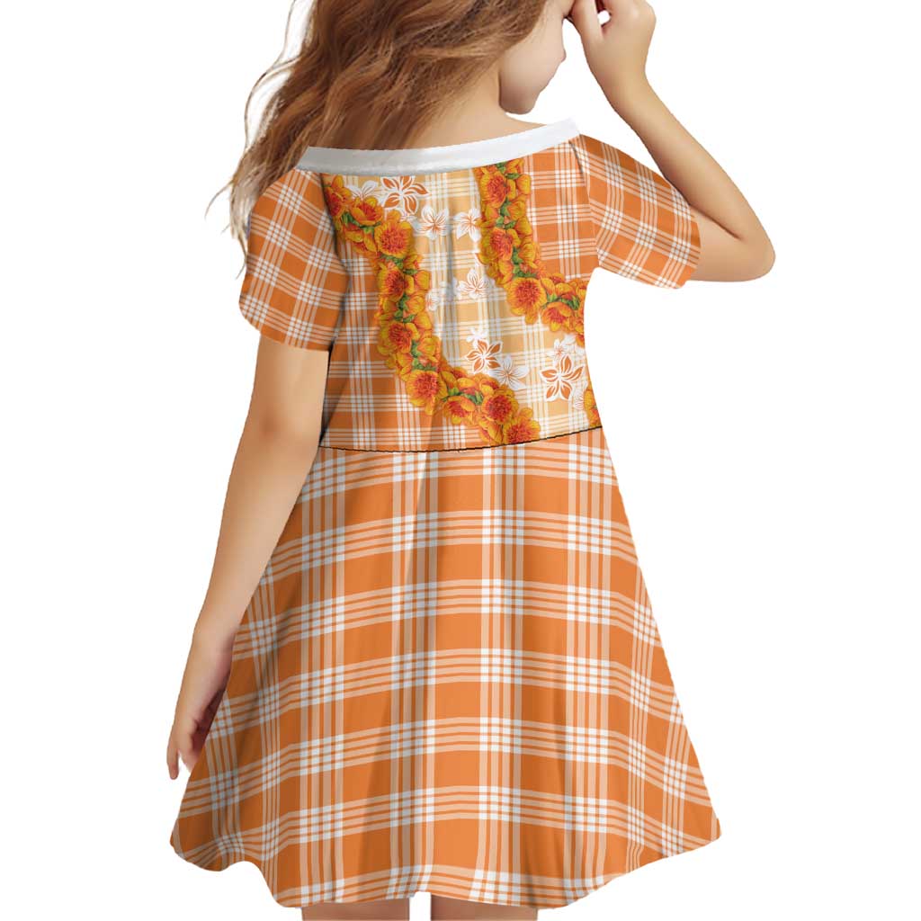 Orange Hawaii Palaka Family Matching Tank Maxi Dress and Hawaiian Shirt Hawaiian Ilima Lei