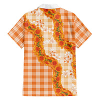 Orange Hawaii Palaka Family Matching Tank Maxi Dress and Hawaiian Shirt Hawaiian Ilima Lei