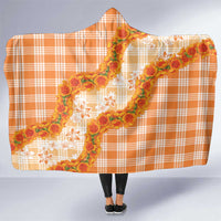 Orange Hawaii Palaka Hooded Blanket Hawaiian Ilima Lei