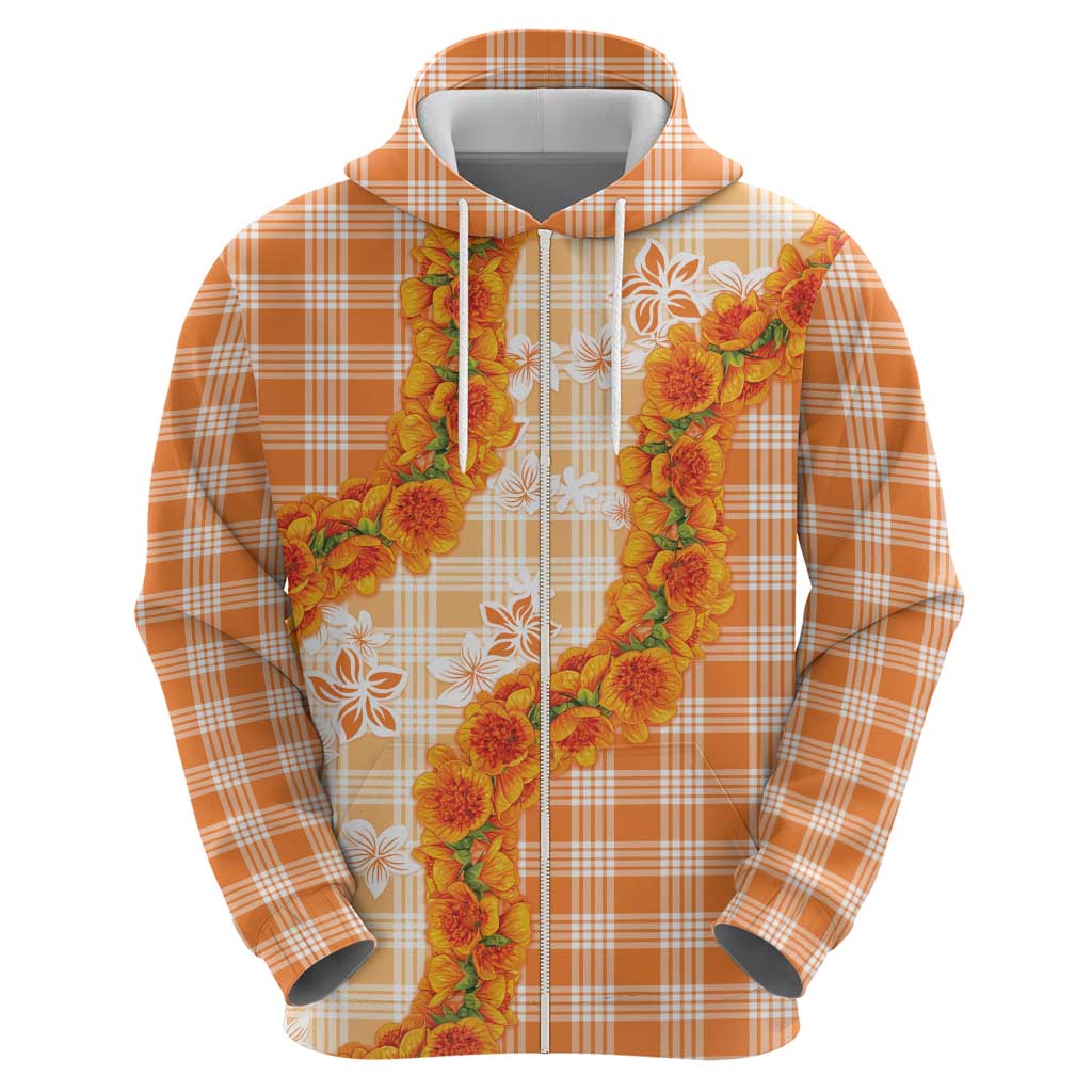 Orange Hawaii Palaka Hoodie Hawaiian Ilima Lei