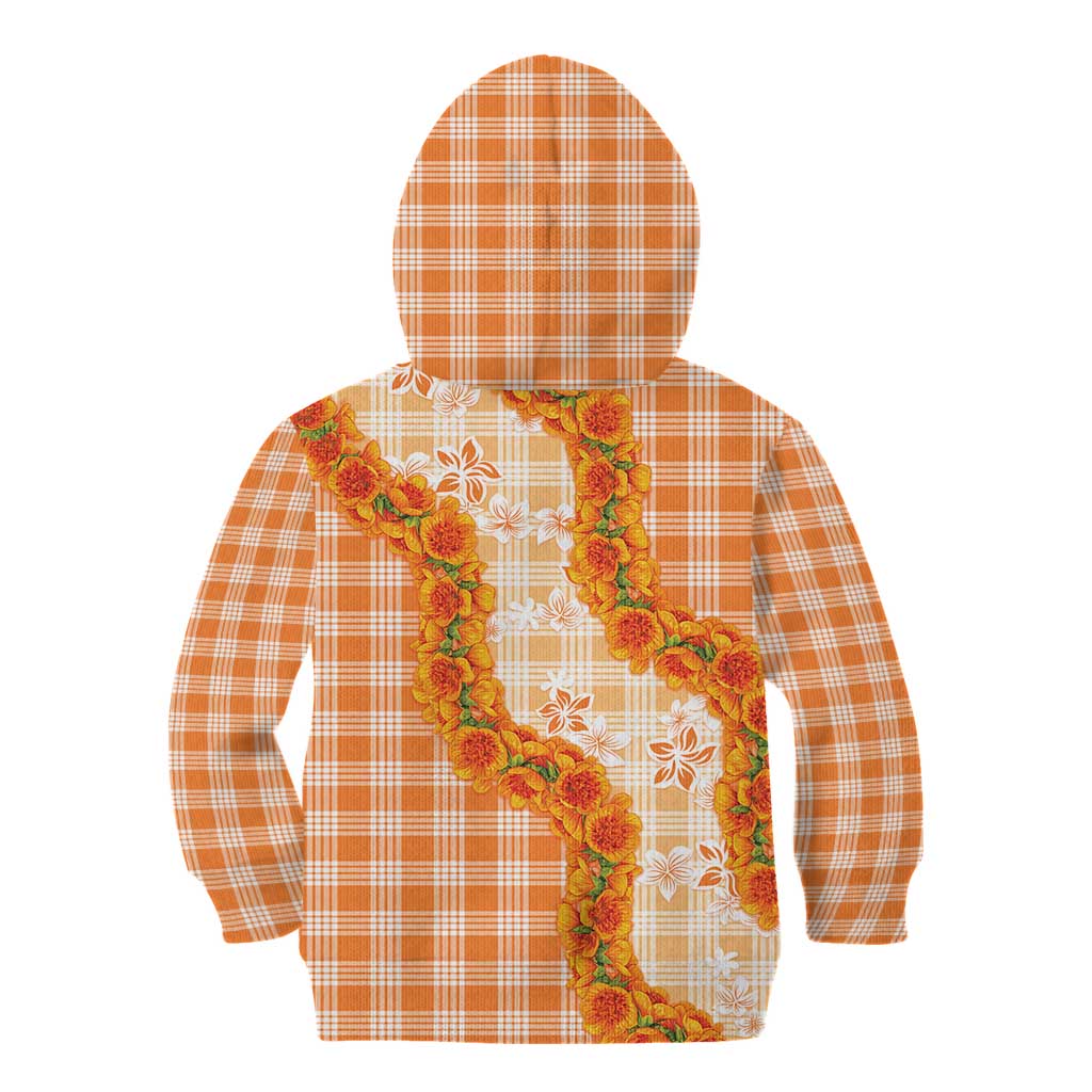Orange Hawaii Palaka Kid Hoodie Hawaiian Ilima Lei