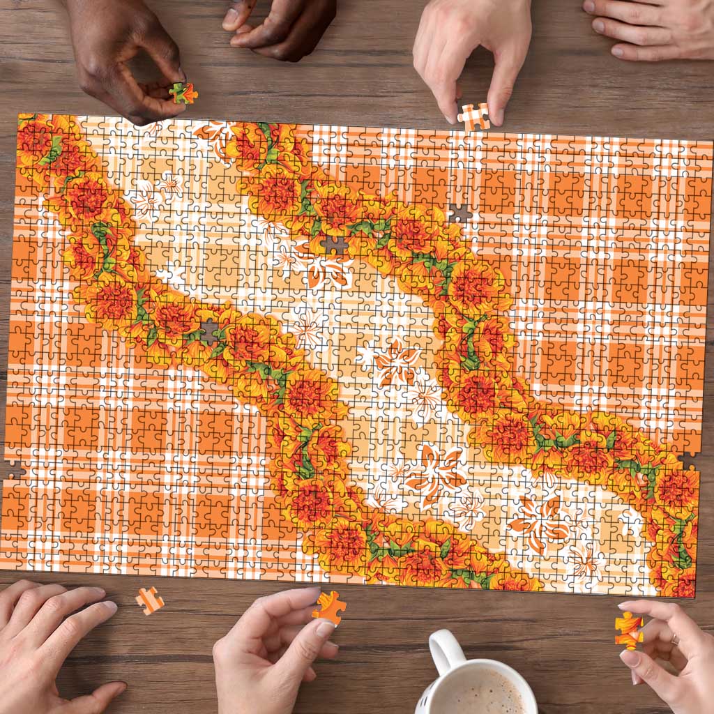 Orange Hawaii Palaka Puzzle Hawaiian Ilima Lei LT05 - Polynesian Pride