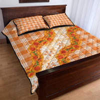Orange Hawaii Palaka Quilt Bed Set Hawaiian Ilima Lei LT05 - Polynesian Pride