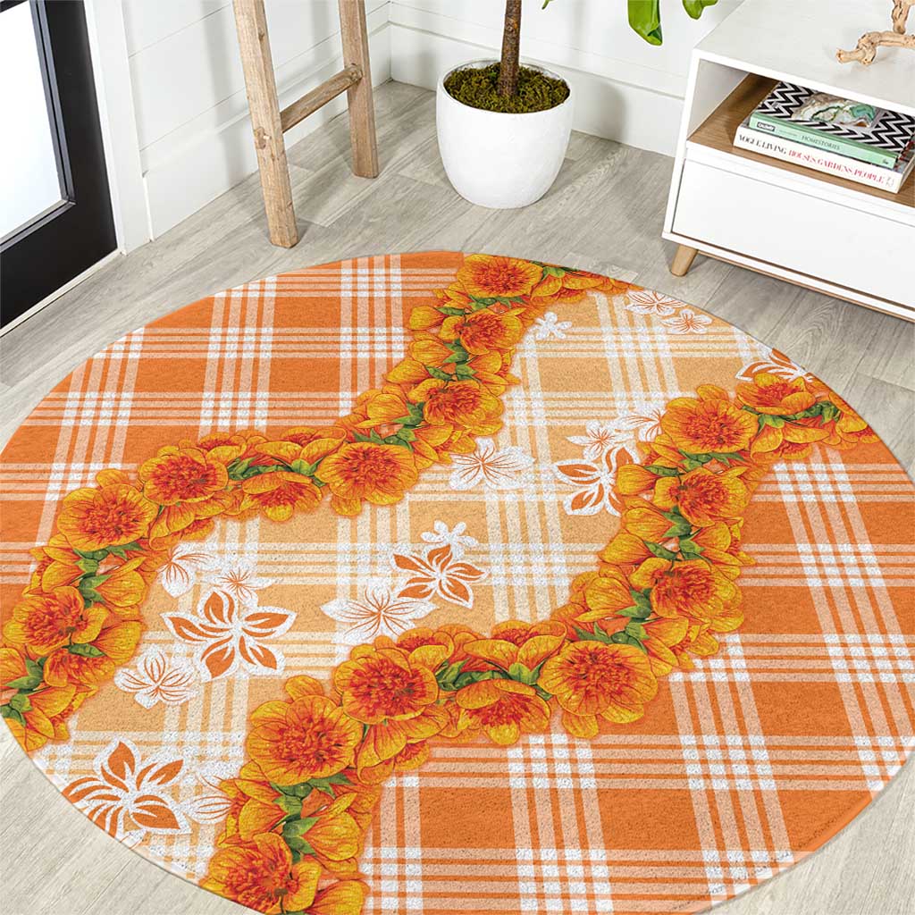 Orange Hawaii Palaka Round Carpet Hawaiian Ilima Lei LT05 Orange - Polynesian Pride
