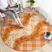 Orange Hawaii Palaka Round Carpet Hawaiian Ilima Lei LT05 - Polynesian Pride