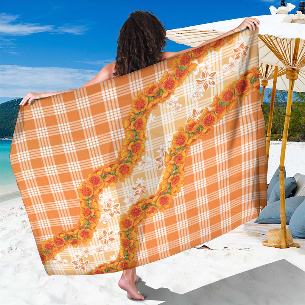 Orange Hawaii Palaka Sarong Hawaiian Ilima Lei