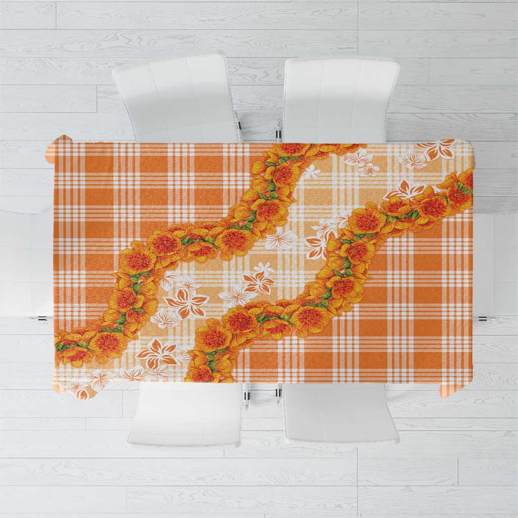 Orange Hawaii Palaka Tablecloth Hawaiian Ilima Lei