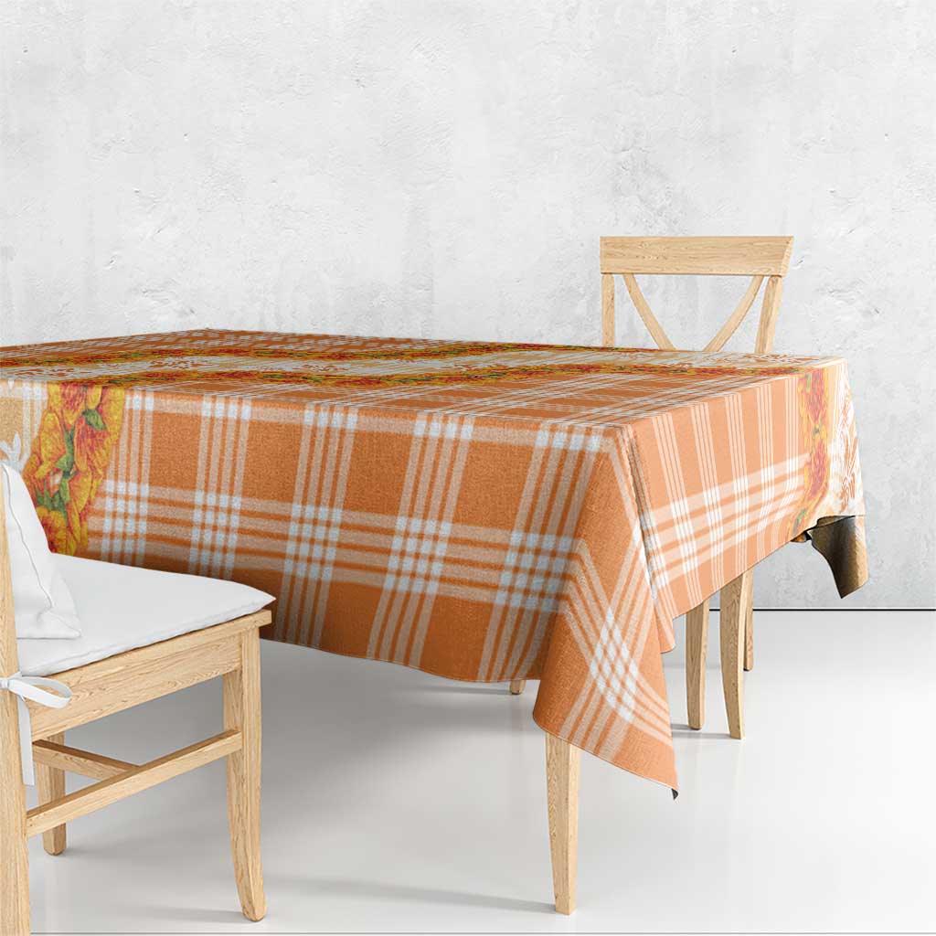 Orange Hawaii Palaka Tablecloth Hawaiian Ilima Lei
