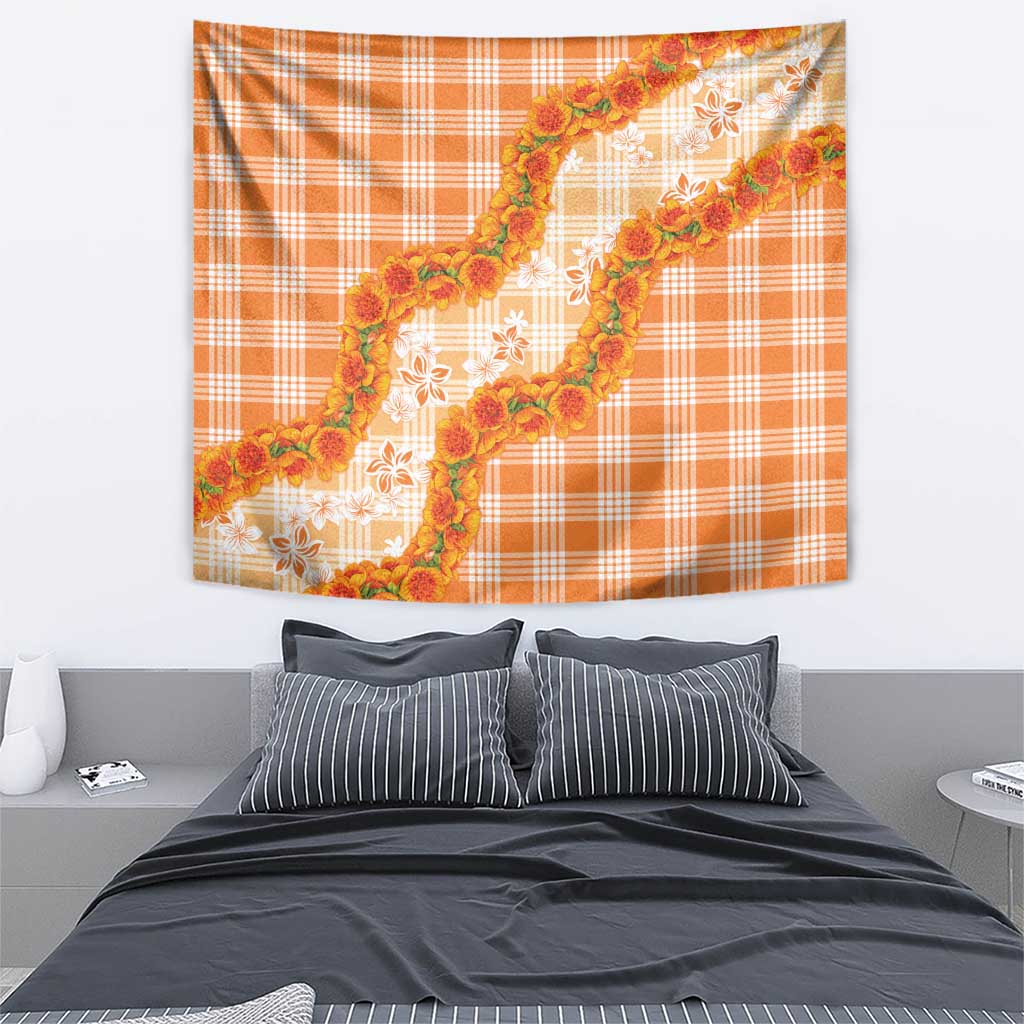 Orange Hawaii Palaka Tapestry Hawaiian Ilima Lei