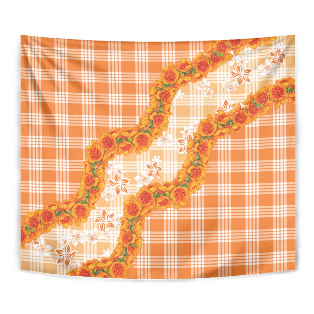 Orange Hawaii Palaka Tapestry Hawaiian Ilima Lei