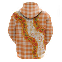 Orange Hawaii Palaka Zip Hoodie Hawaiian Ilima Lei LT05 - Polynesian Pride
