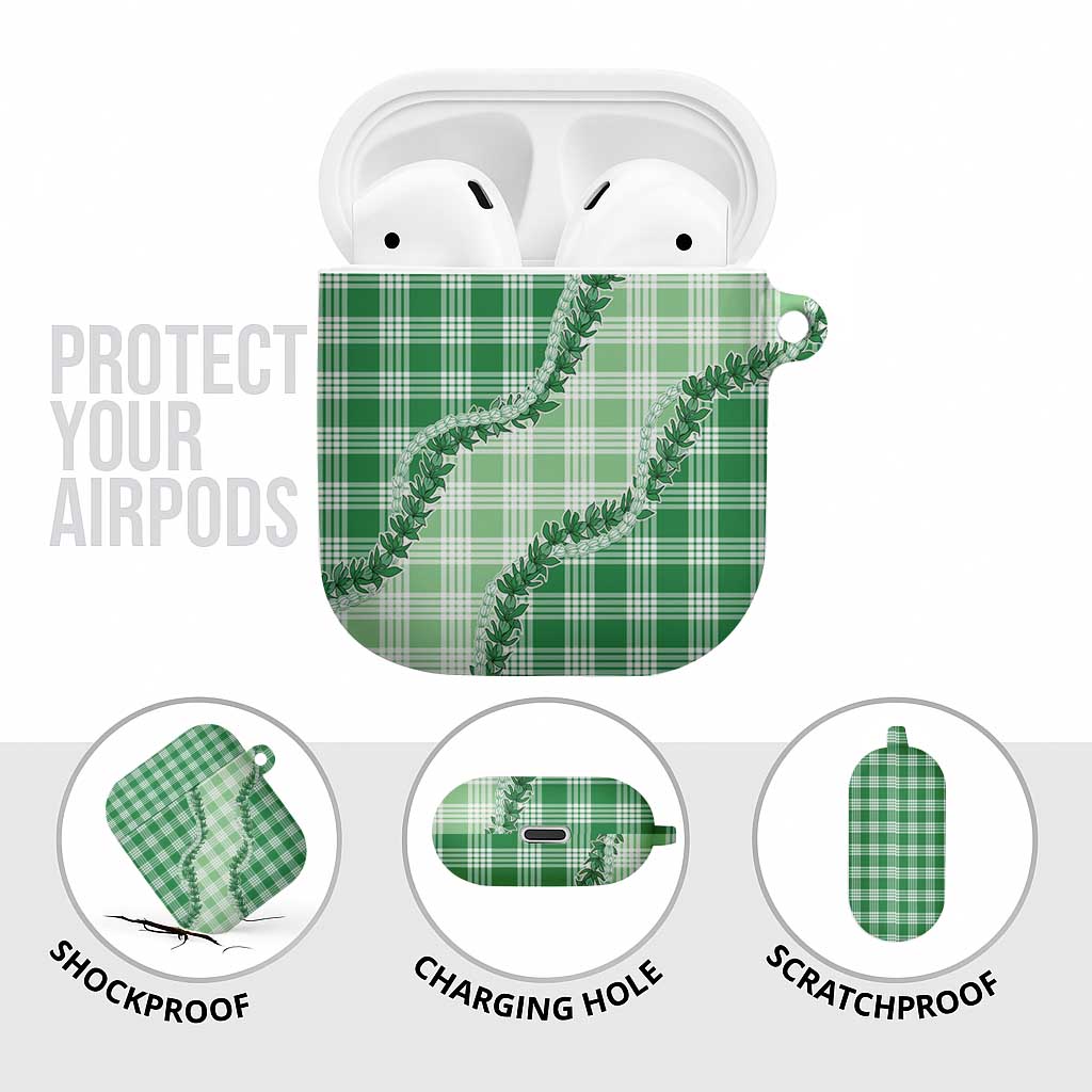 Green Hawaii Palaka AirPods Case Hawaiian Pikake Lei