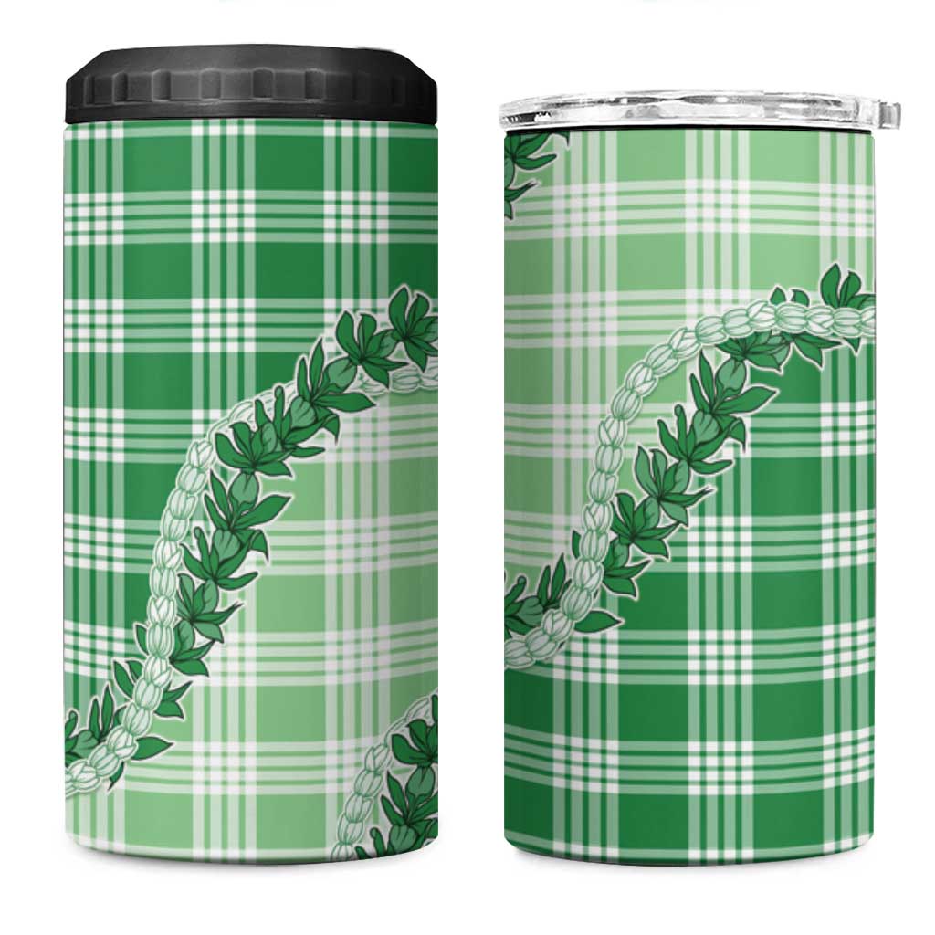 Green Hawaii Palaka 4 in 1 Can Cooler Tumbler Hawaiian Pikake Lei LT05 One Size: 16 oz Green - Polynesian Pride