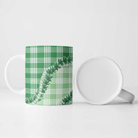 Green Hawaii Palaka Ceramic Mug Hawaiian Pikake Lei