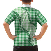 Green Hawaii Palaka Family Matching Summer Maxi Dress and Hawaiian Shirt Hawaiian Pikake Lei