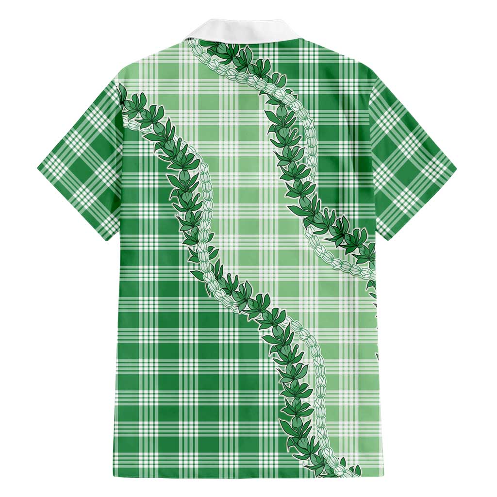 Green Hawaii Palaka Family Matching Summer Maxi Dress and Hawaiian Shirt Hawaiian Pikake Lei