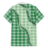 Green Hawaii Palaka Family Matching Summer Maxi Dress and Hawaiian Shirt Hawaiian Pikake Lei