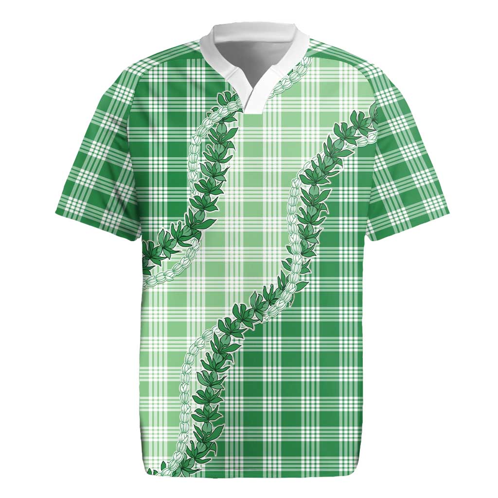 Green Hawaii Palaka Rugby Jersey Hawaiian Pikake Lei