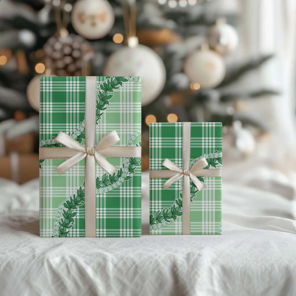Green Hawaii Palaka Wrapping Paper Hawaiian Pikake Lei LT05 - Polynesian Pride
