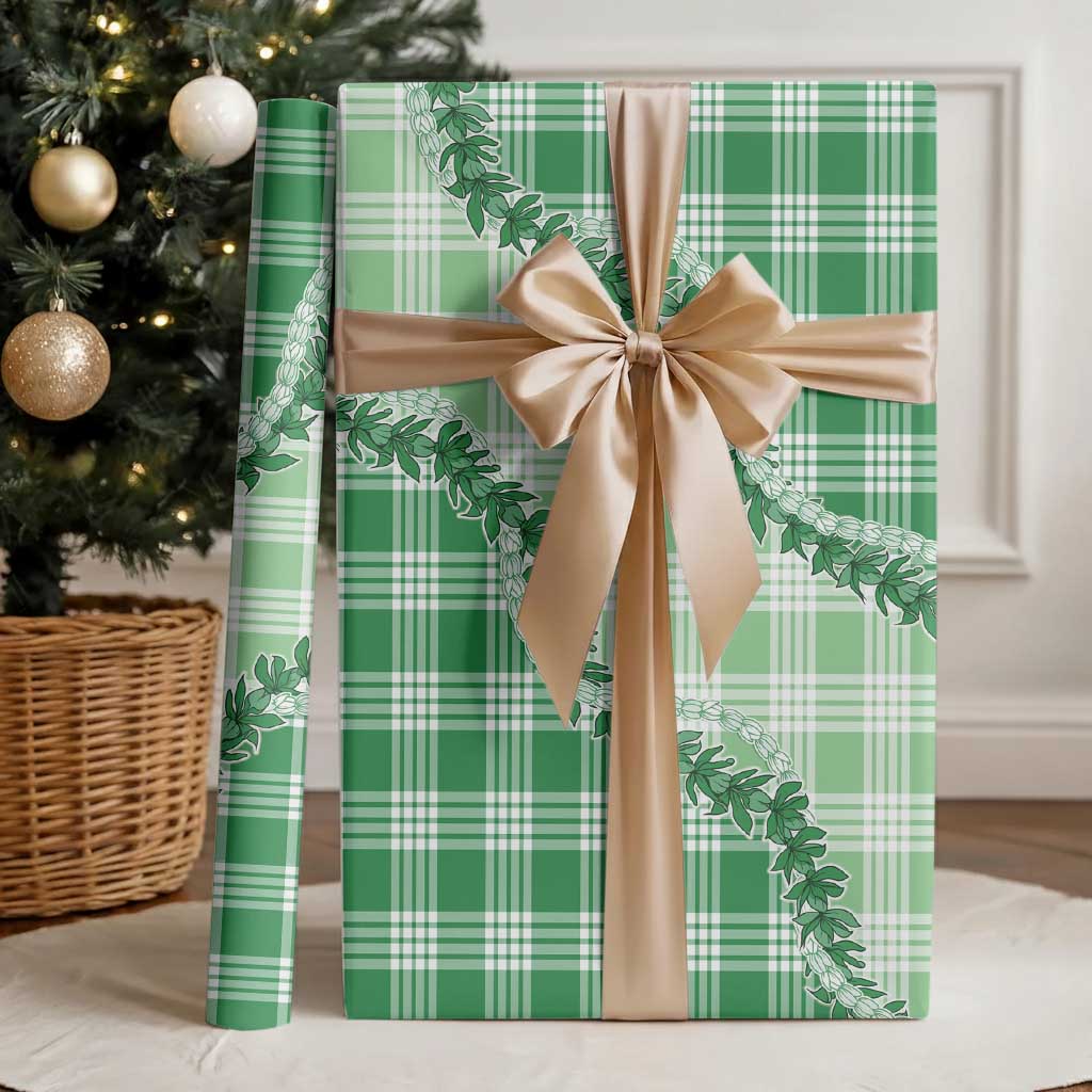 Green Hawaii Palaka Wrapping Paper Hawaiian Pikake Lei LT05 - Polynesian Pride