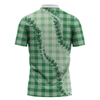 Green Hawaii Palaka Zipper Polo Shirt Hawaiian Pikake Lei
