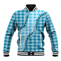 Blue Hawaii Palaka Baseball Jacket Hawaiian Pikake Lei