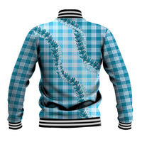 Blue Hawaii Palaka Baseball Jacket Hawaiian Pikake Lei