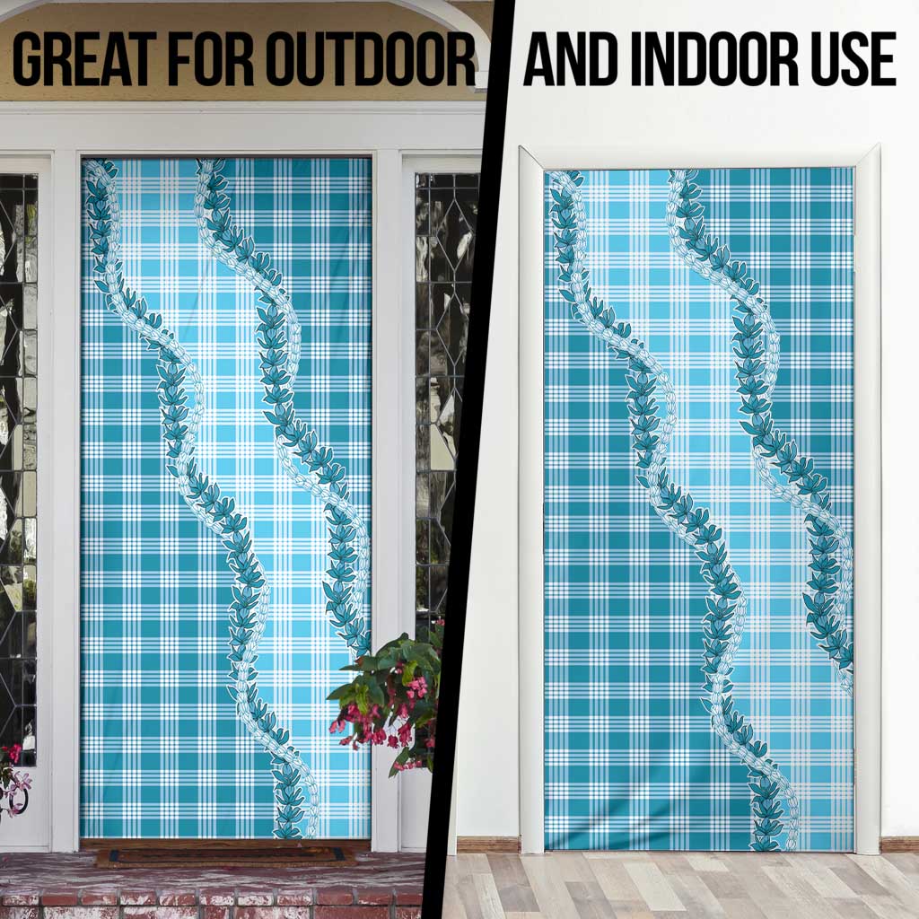 Blue Hawaii Palaka Door Cover Hawaiian Pikake Lei