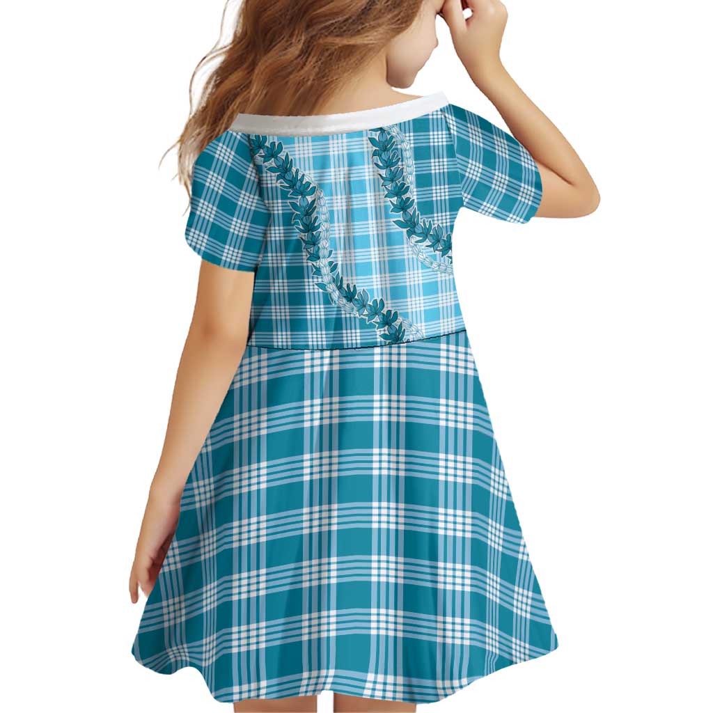 Blue Hawaii Palaka Family Matching Short Sleeve Bodycon Dress and Hawaiian Shirt Hawaiian Pikake Lei