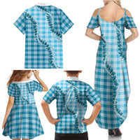 Blue Hawaii Palaka Family Matching Summer Maxi Dress and Hawaiian Shirt Hawaiian Pikake Lei