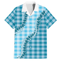 Blue Hawaii Palaka Family Matching Summer Maxi Dress and Hawaiian Shirt Hawaiian Pikake Lei