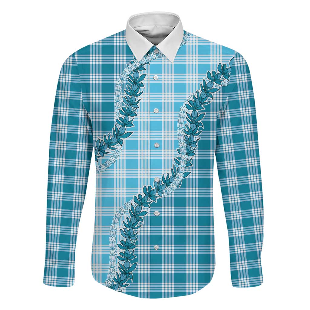 Blue Hawaii Palaka Family Matching Summer Maxi Dress and Hawaiian Shirt Hawaiian Pikake Lei