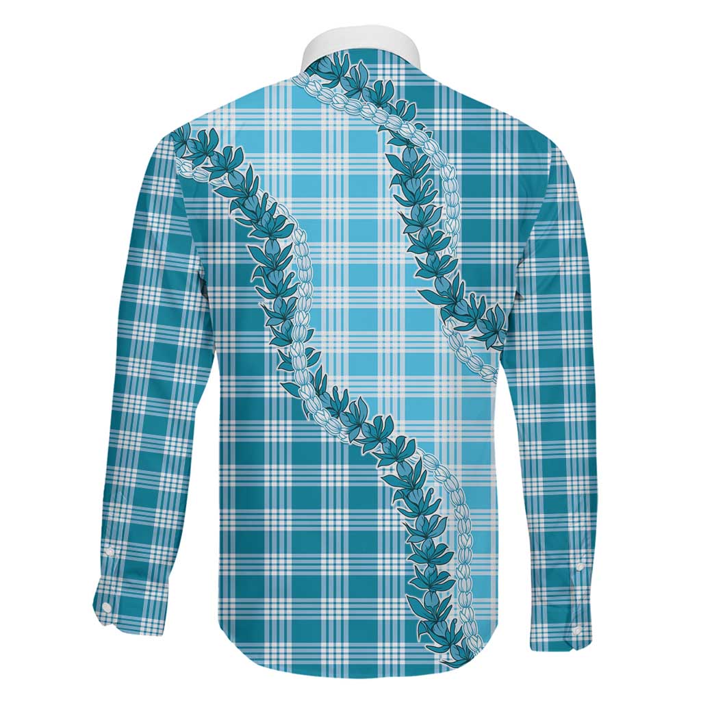Blue Hawaii Palaka Family Matching Summer Maxi Dress and Hawaiian Shirt Hawaiian Pikake Lei