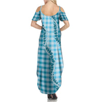 Blue Hawaii Palaka Family Matching Summer Maxi Dress and Hawaiian Shirt Hawaiian Pikake Lei