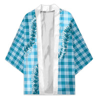 Blue Hawaii Palaka Kimono Hawaiian Pikake Lei