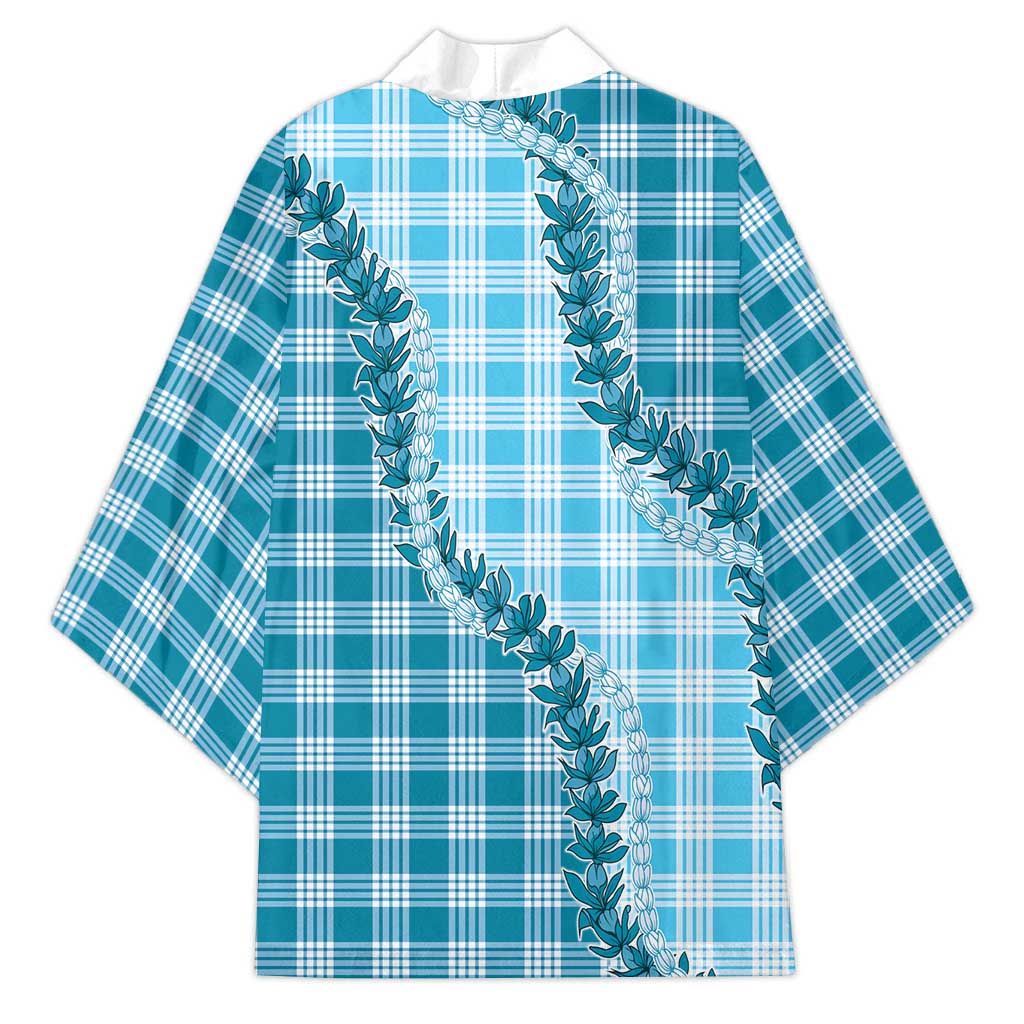 Blue Hawaii Palaka Kimono Hawaiian Pikake Lei