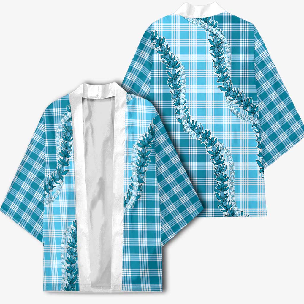 Blue Hawaii Palaka Kimono Hawaiian Pikake Lei